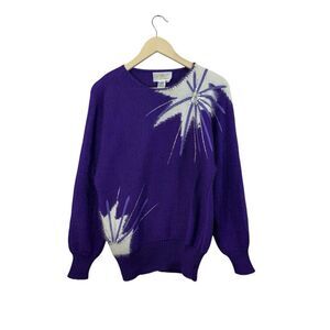 Vintage Lilly Of California Small Sweater Purple Angora Blend Womens